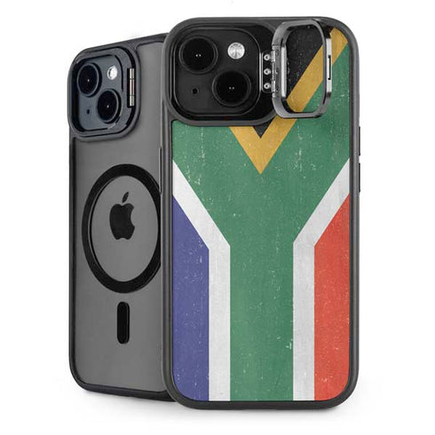 South Africa Flag Distressed iPhone 15 Plus Kickstand Case